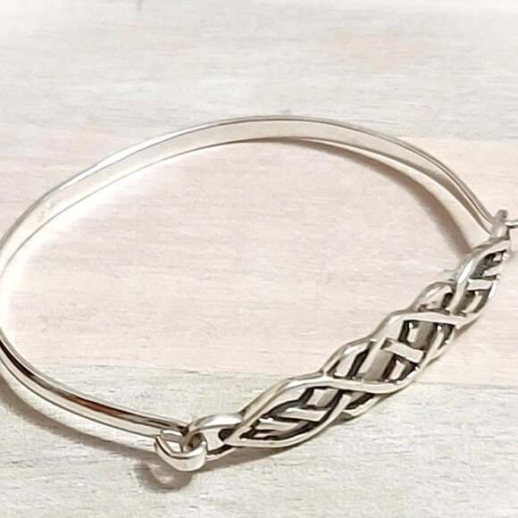 Celtic bracelet, 925 sterling silver oval bangle - Picture 2 of 4